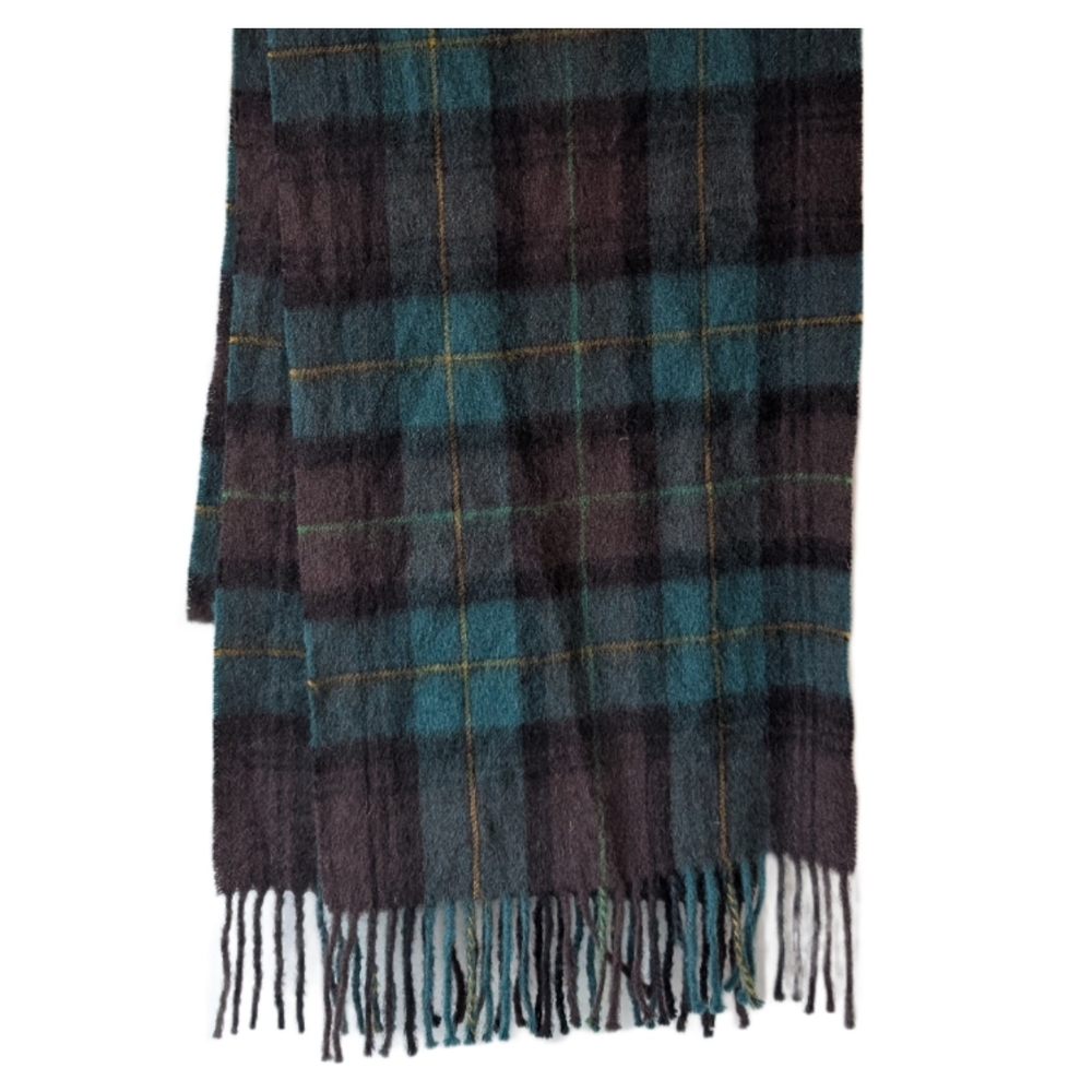 Simons Wool Scarf Plaid Fringe